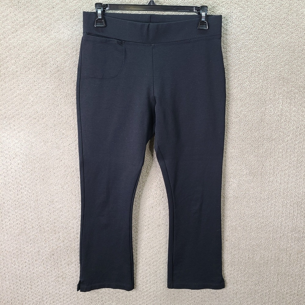 American Giant Pants Womens Medium Black Kick Flare Crop Pull On Ponte Stretch